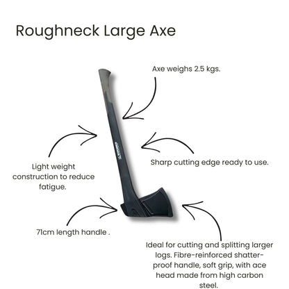Characteristics of large axe for chopping logs