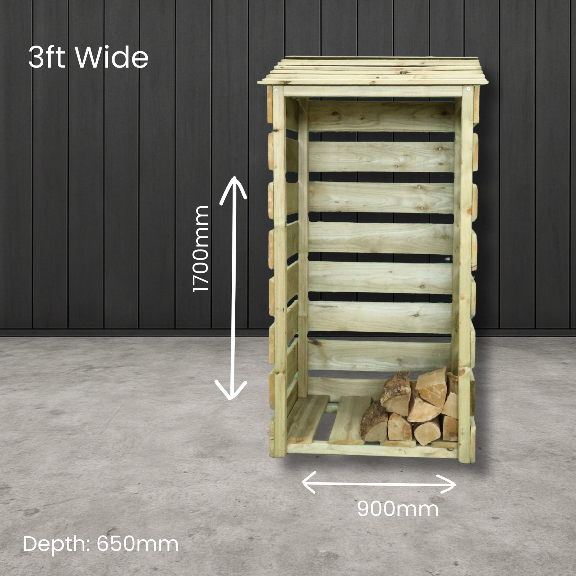 Dimensions of half width log store
