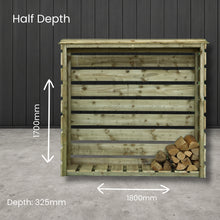 Dimensions of half depth log store