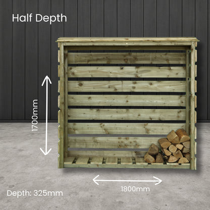 Dimensions of half depth log store