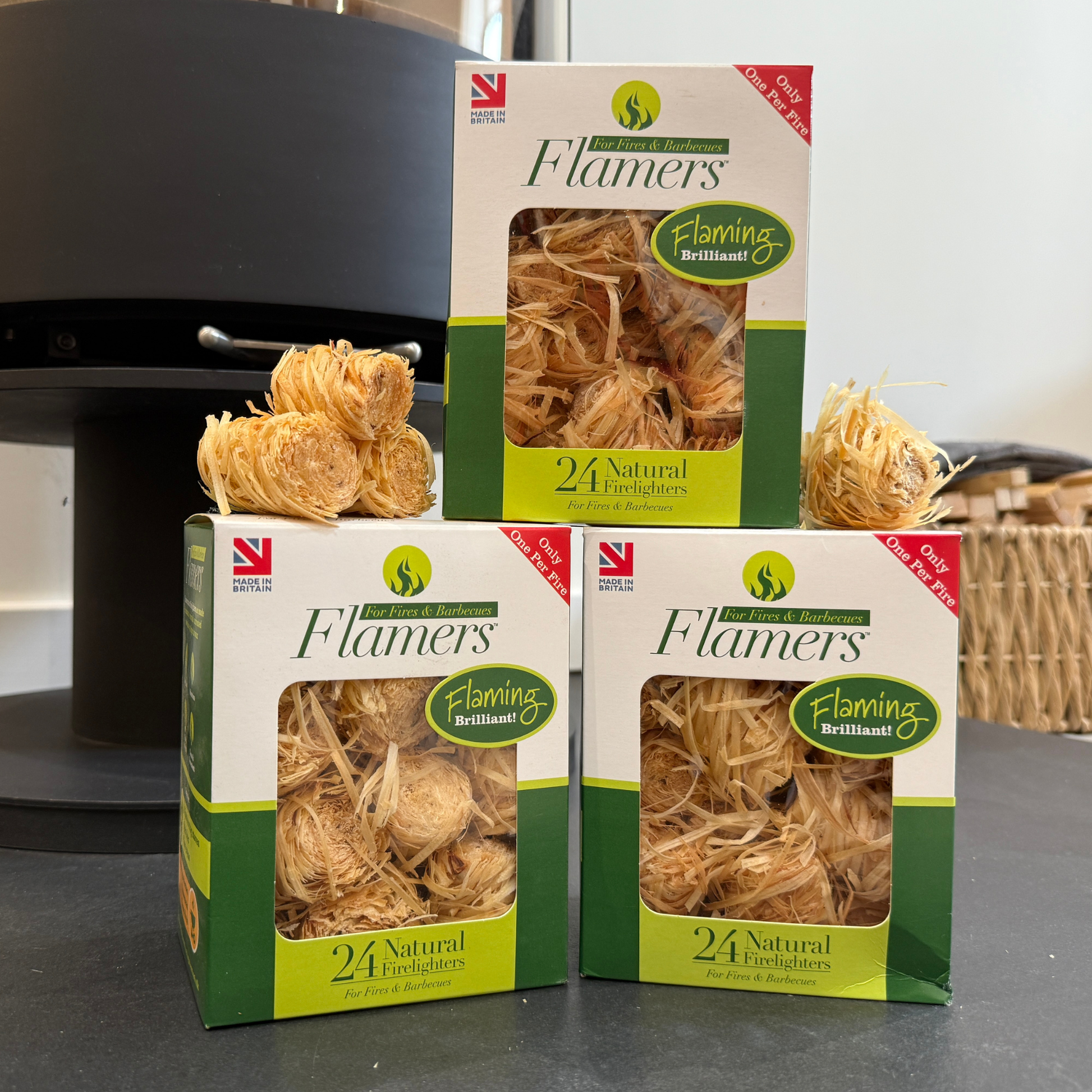 3 boxes of 24 pack flamers firelighters 