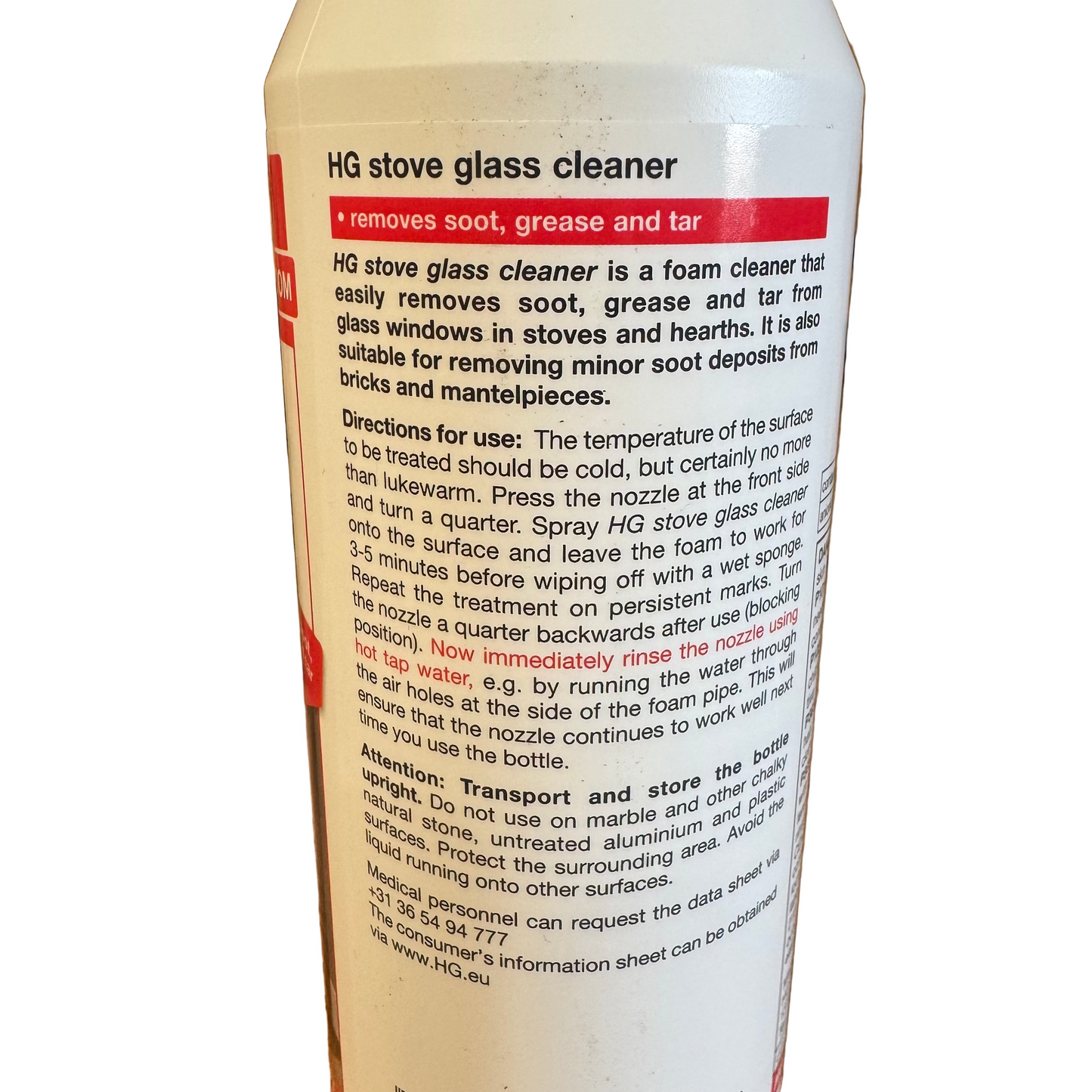 Product label for HG Stove Glass Cleaner