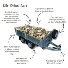 Premium Range - 100% Ash Logs - Kiln Dried - Loose Trailer Load