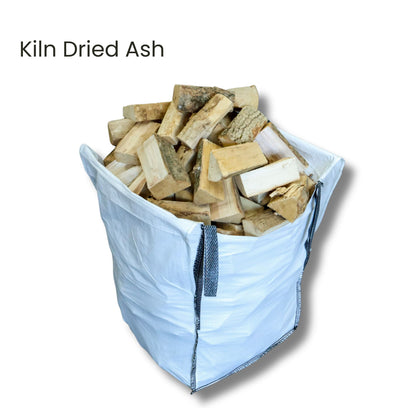 Bag of kiln dried ash on a white background