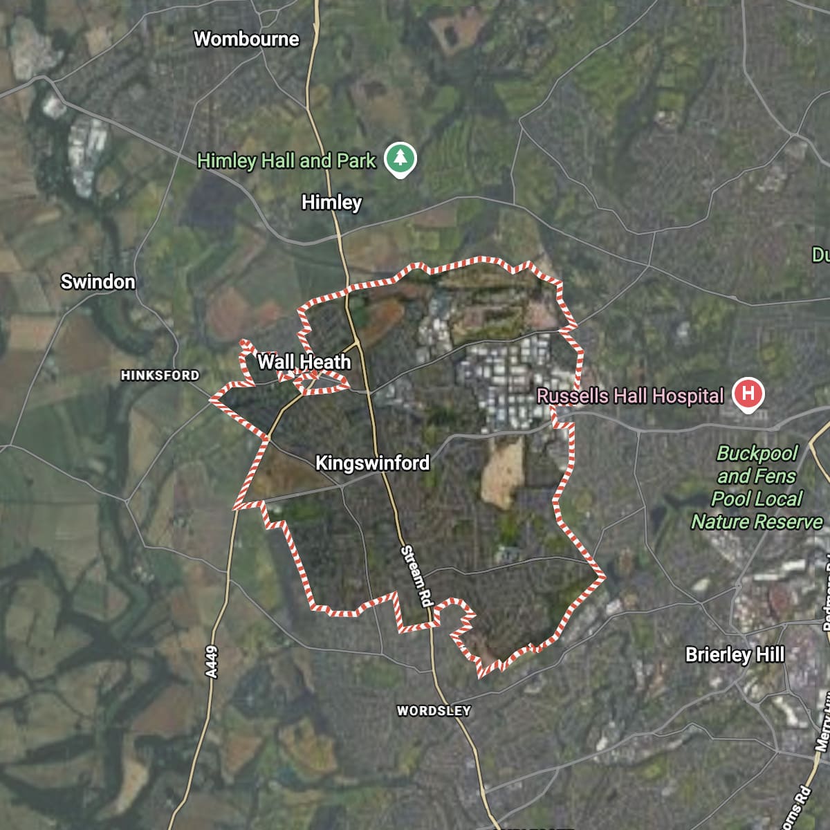 map of kingswinford where logs are for sale and delivered.