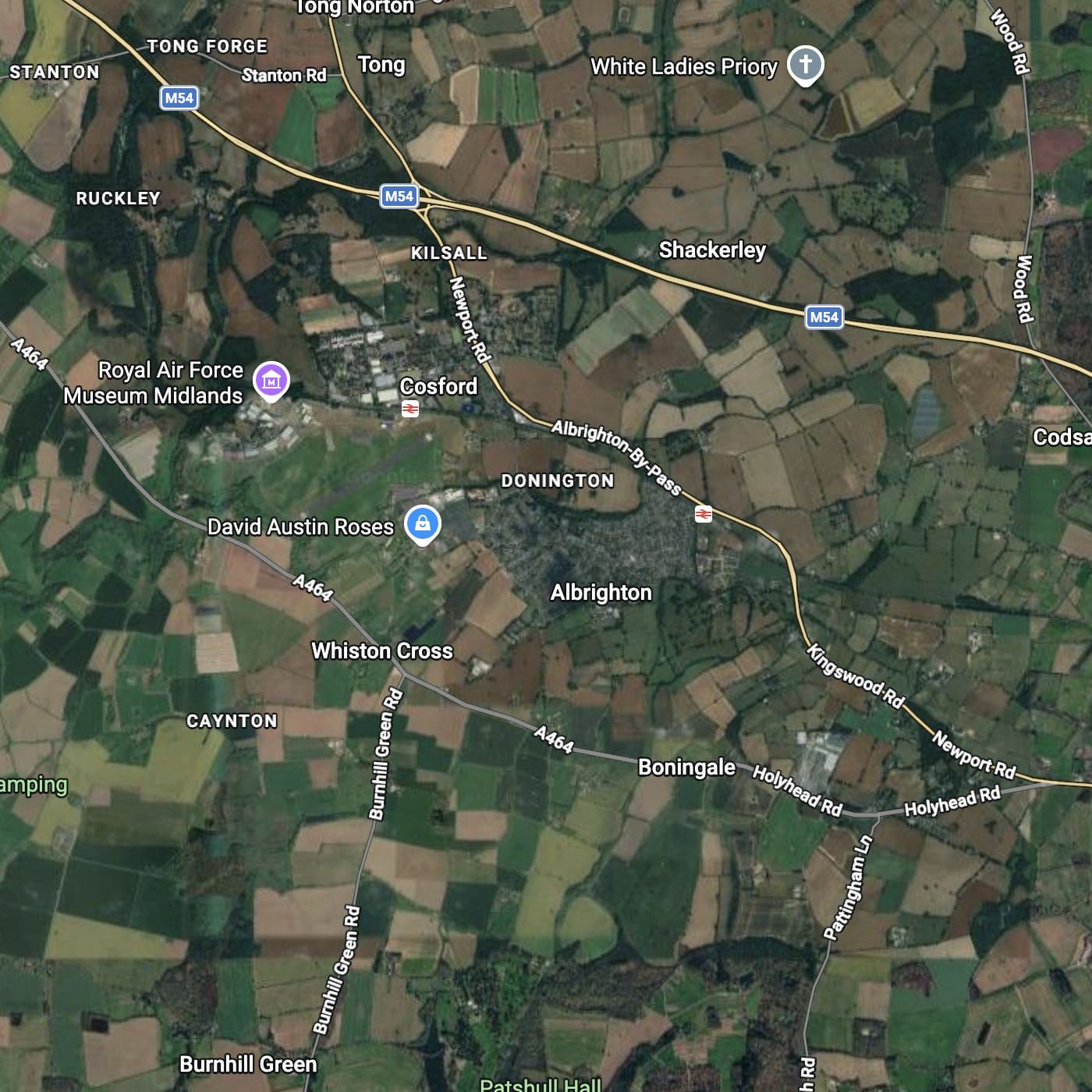 Albrighton map showing areas of where black country firewood deliver their logs for sale