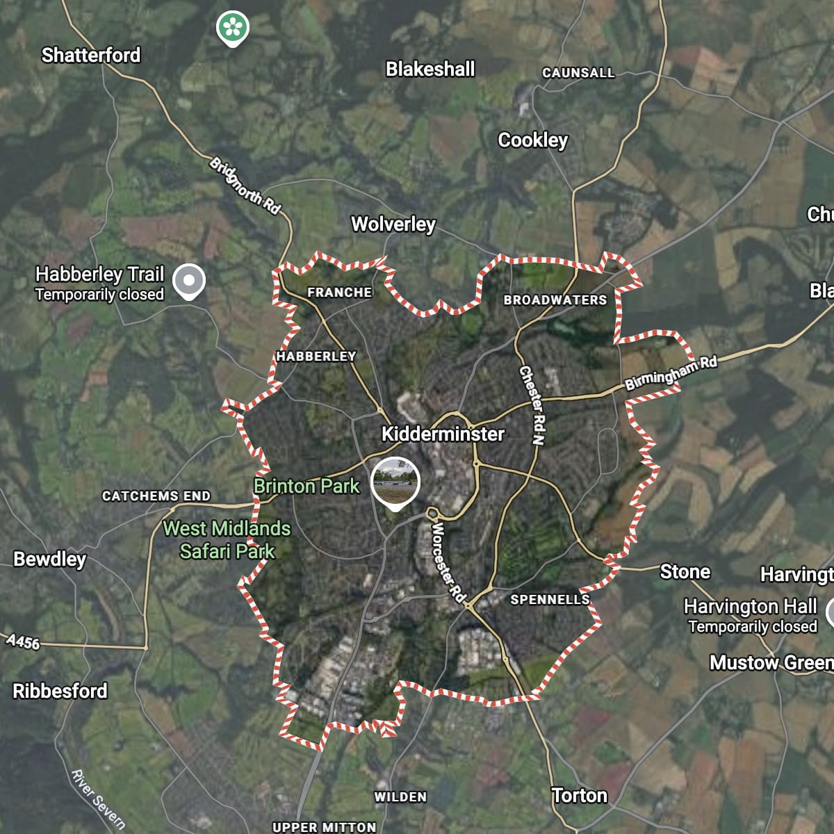 maps of kidderminster and areas we deliver logs for sale in the surrounding areas like wolverley, cookley, bewdley