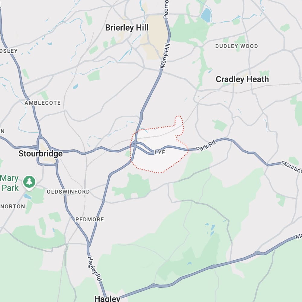 map from black country firewood to Lye for logs for sale