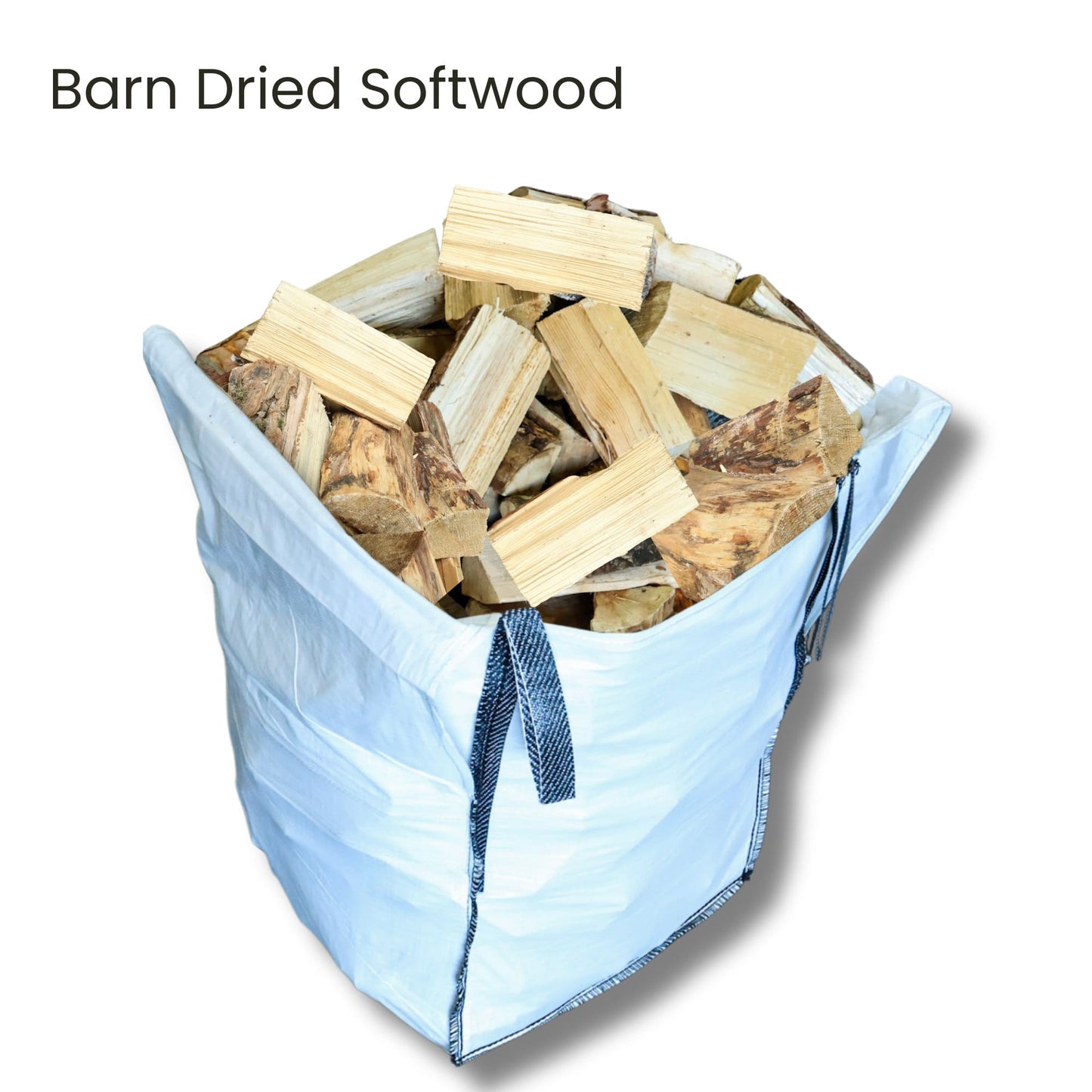 Bag of barn dried softwood with text 'Barn Dried Softwood' on a white background