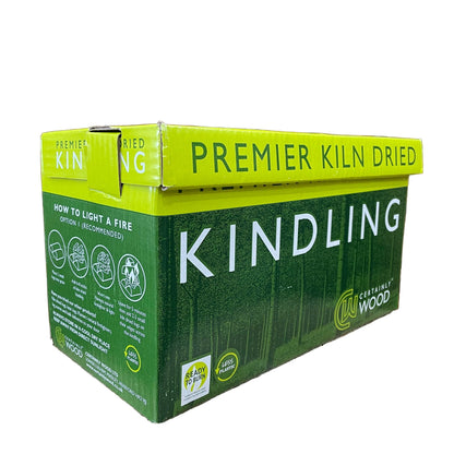 A box of Premier Kiln Dried Kindling