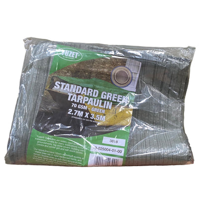 Green tarpaulin in packaging