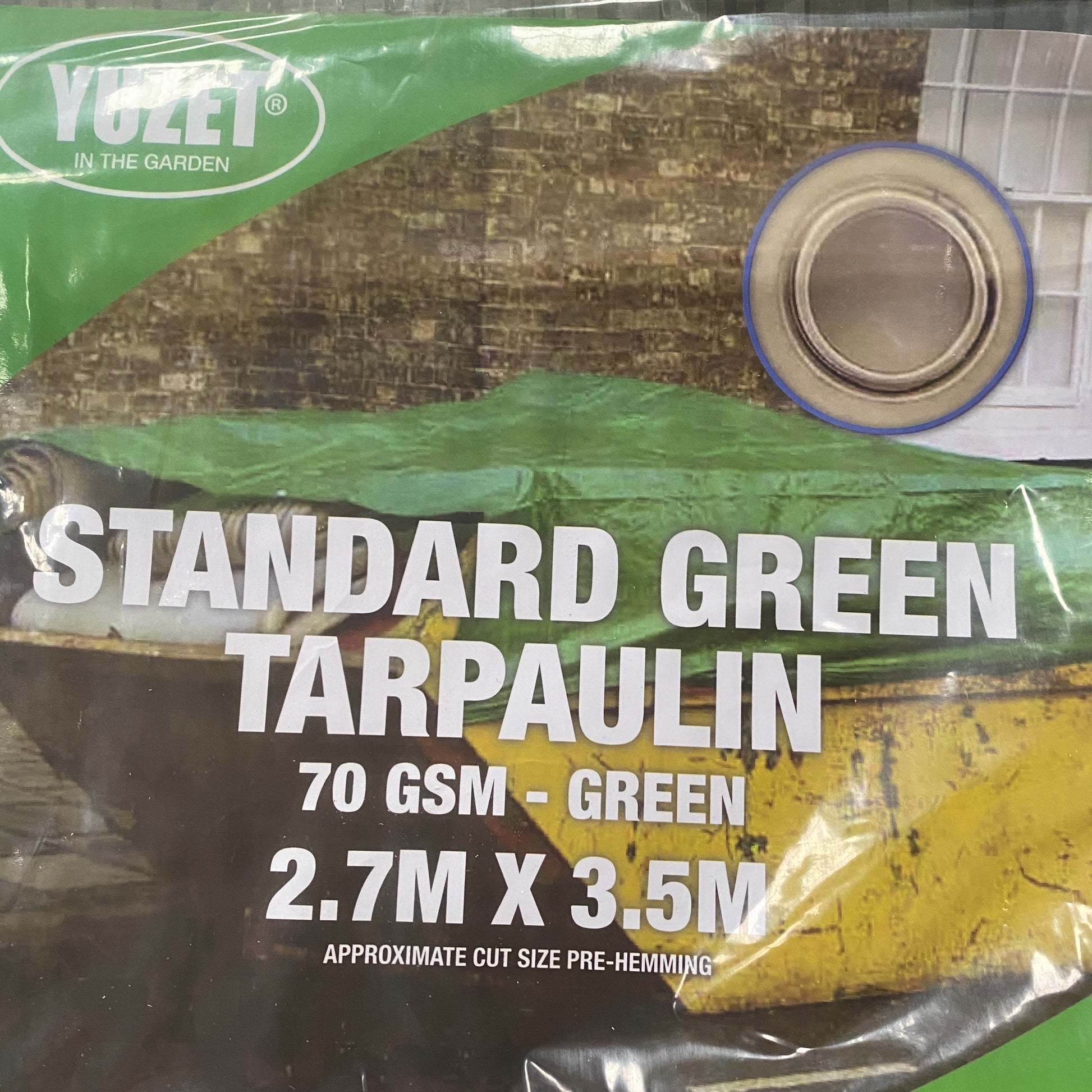 Tarpaulin in package showing sizing 